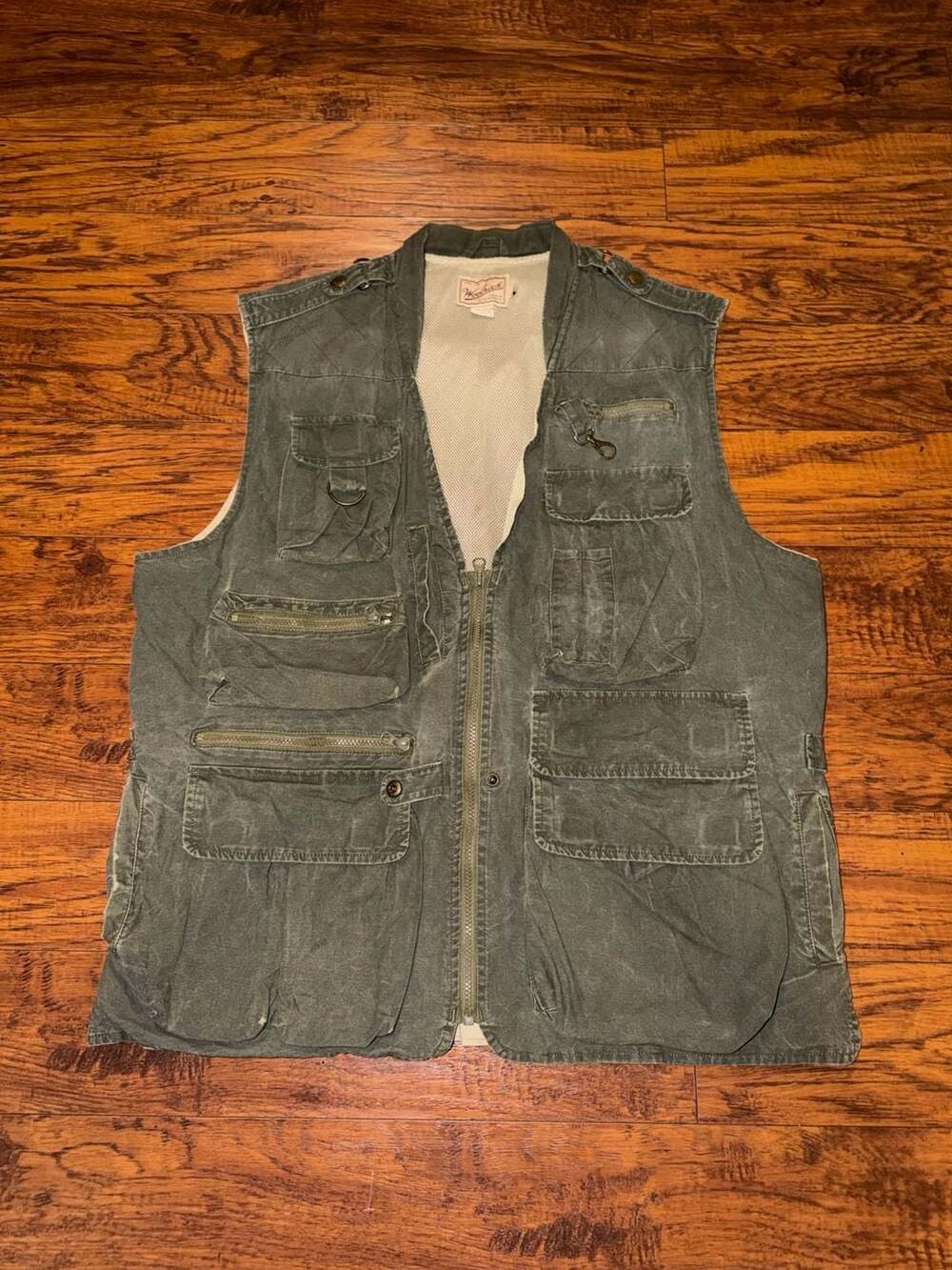 Woolrich Utility Vest Size XL Olive Green Cargo Fishing Hunting